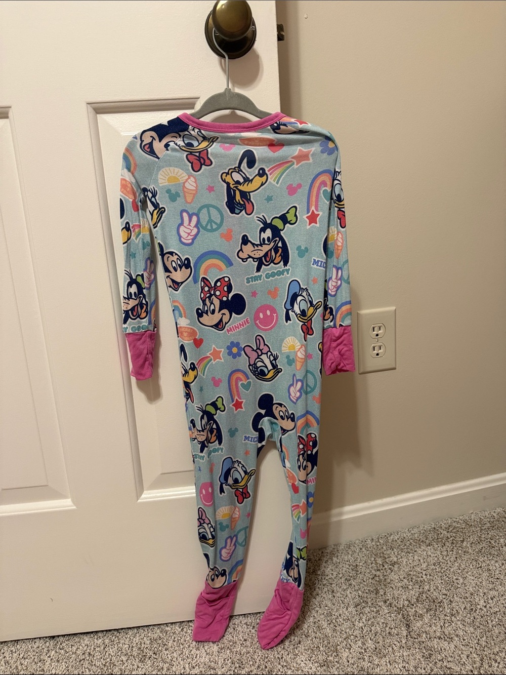 Little Sleepies Light Blue and Pink Mickey & Friends Footed Pajama - Picture 2 of 2